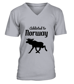 T-Shirt V-Neck - Addicted to Norway (Grau)